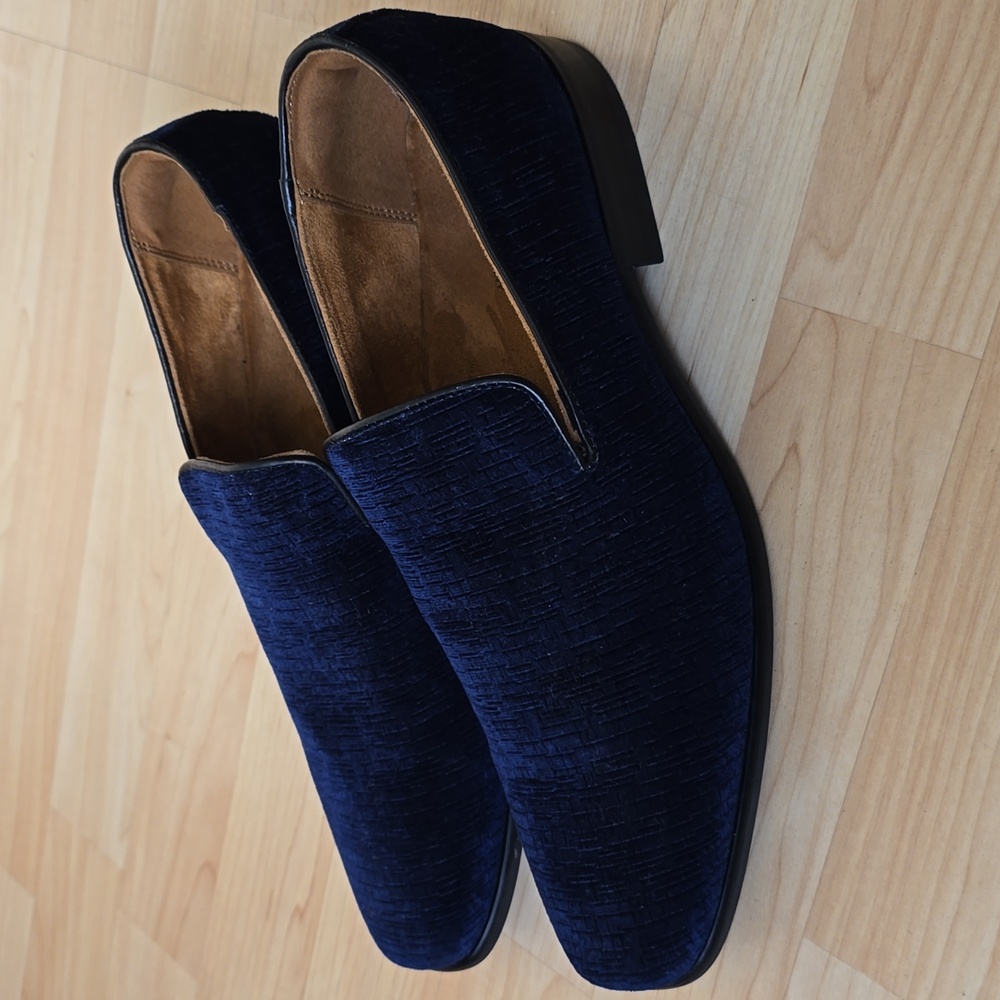 Florsheim Men's, Postino Plain Toe Navy Velvet Slip-On Loafers Size 7M